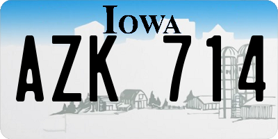 IA license plate AZK714