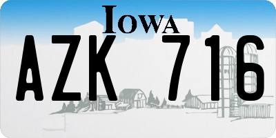 IA license plate AZK716
