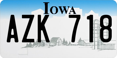 IA license plate AZK718