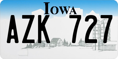 IA license plate AZK727