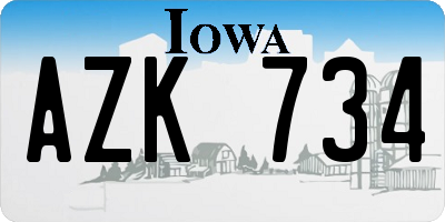 IA license plate AZK734