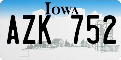 IA license plate AZK752