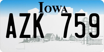 IA license plate AZK759