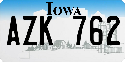 IA license plate AZK762
