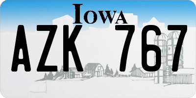IA license plate AZK767