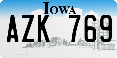 IA license plate AZK769