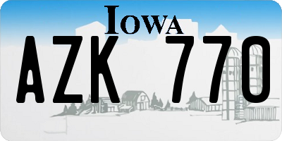 IA license plate AZK770