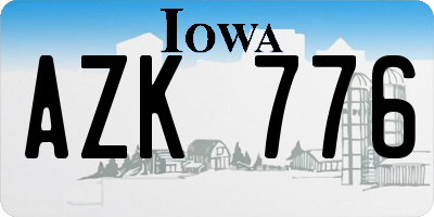 IA license plate AZK776