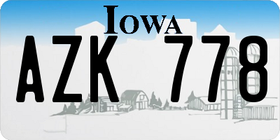 IA license plate AZK778