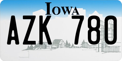 IA license plate AZK780