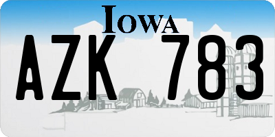 IA license plate AZK783