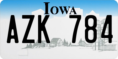 IA license plate AZK784