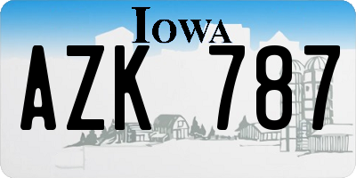 IA license plate AZK787