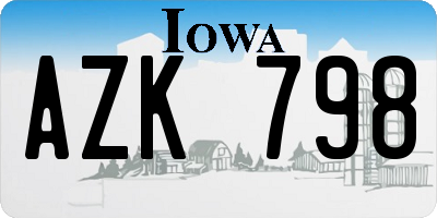 IA license plate AZK798