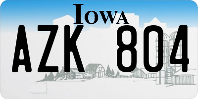 IA license plate AZK804