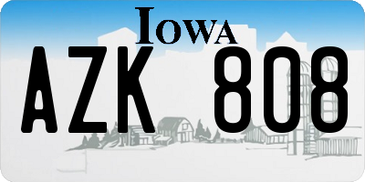 IA license plate AZK808