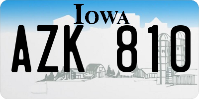 IA license plate AZK810