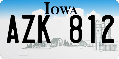 IA license plate AZK812