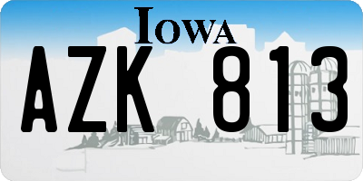 IA license plate AZK813