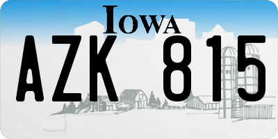 IA license plate AZK815