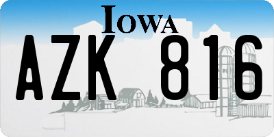 IA license plate AZK816