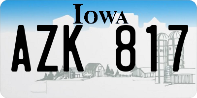 IA license plate AZK817