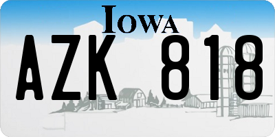 IA license plate AZK818