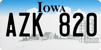 IA license plate AZK820