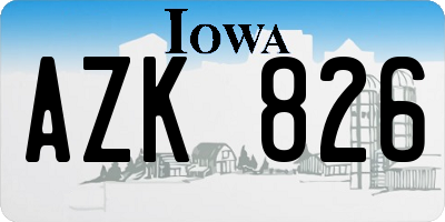 IA license plate AZK826