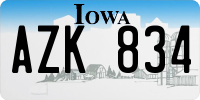 IA license plate AZK834