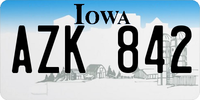 IA license plate AZK842