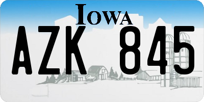IA license plate AZK845