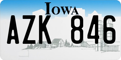 IA license plate AZK846