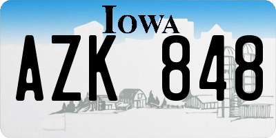 IA license plate AZK848