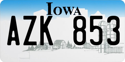 IA license plate AZK853