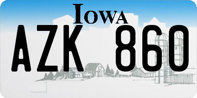 IA license plate AZK860