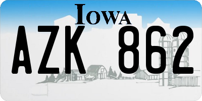IA license plate AZK862