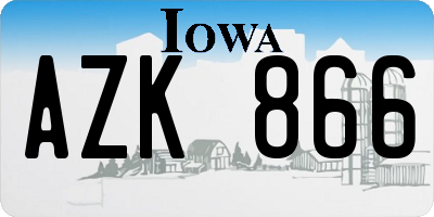IA license plate AZK866