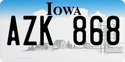 IA license plate AZK868