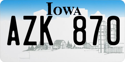 IA license plate AZK870
