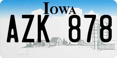 IA license plate AZK878