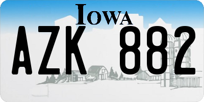 IA license plate AZK882