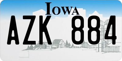 IA license plate AZK884