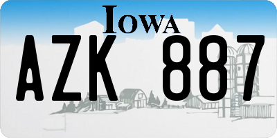 IA license plate AZK887
