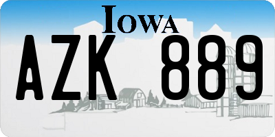 IA license plate AZK889