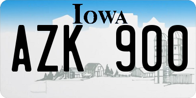 IA license plate AZK900