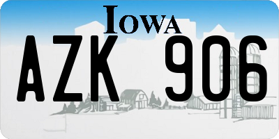 IA license plate AZK906