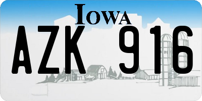 IA license plate AZK916