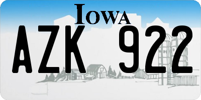 IA license plate AZK922