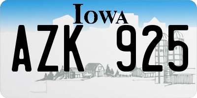 IA license plate AZK925